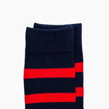 Load image into Gallery viewer, Rush & Rove Crew Socks | Navy + Red